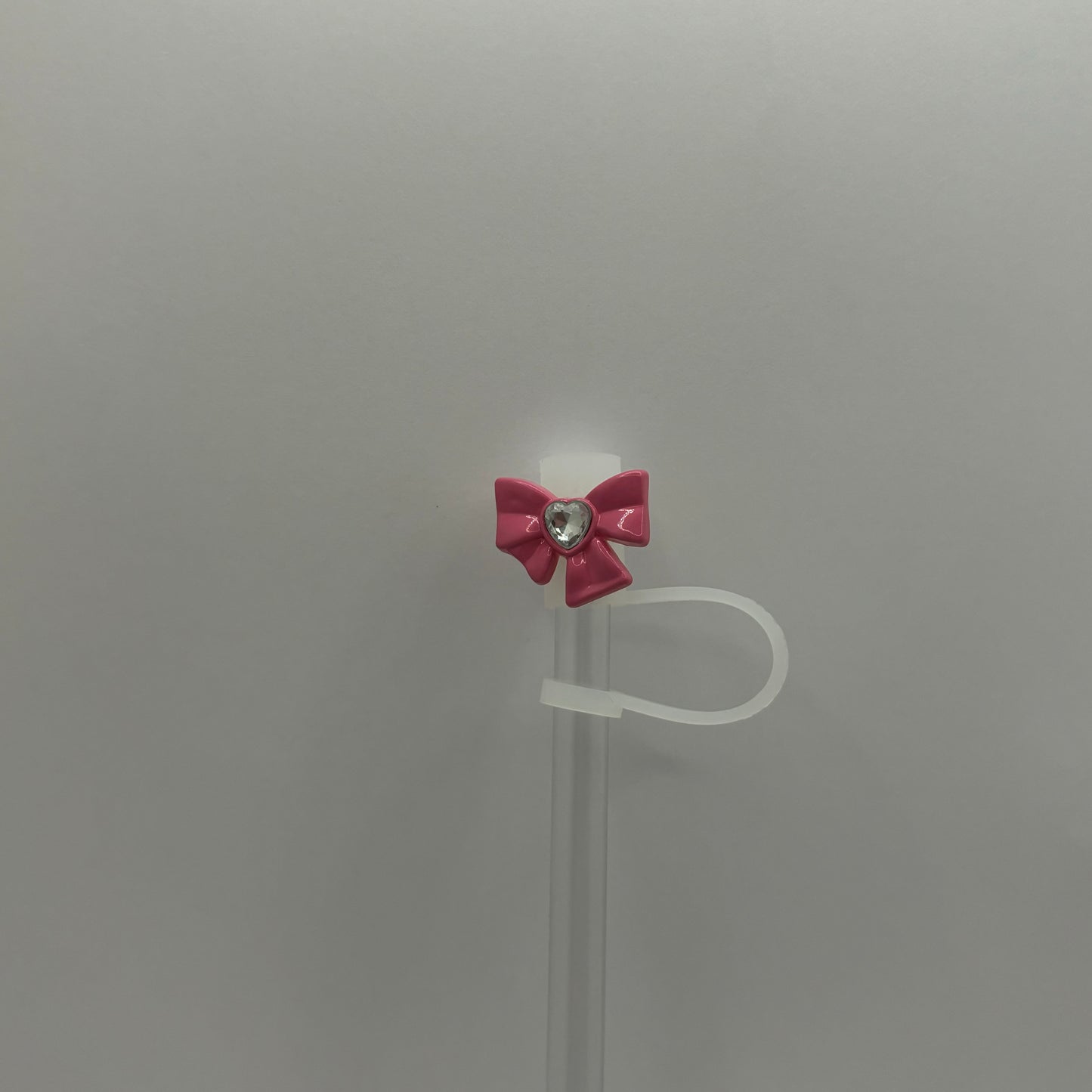 Pink Bow Straw Topper