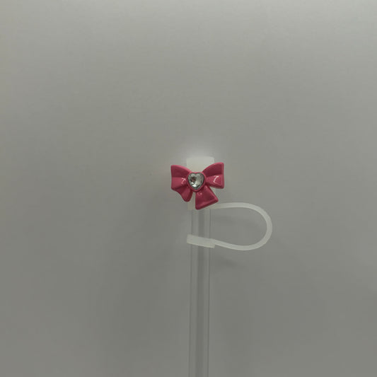 Pink Bow Straw Topper