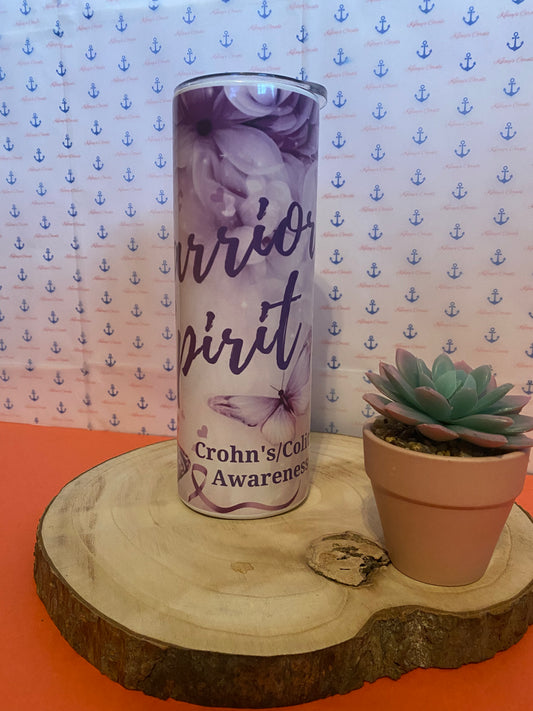 Warrior Spirit Crohn's and Colitis awareness tumbler
